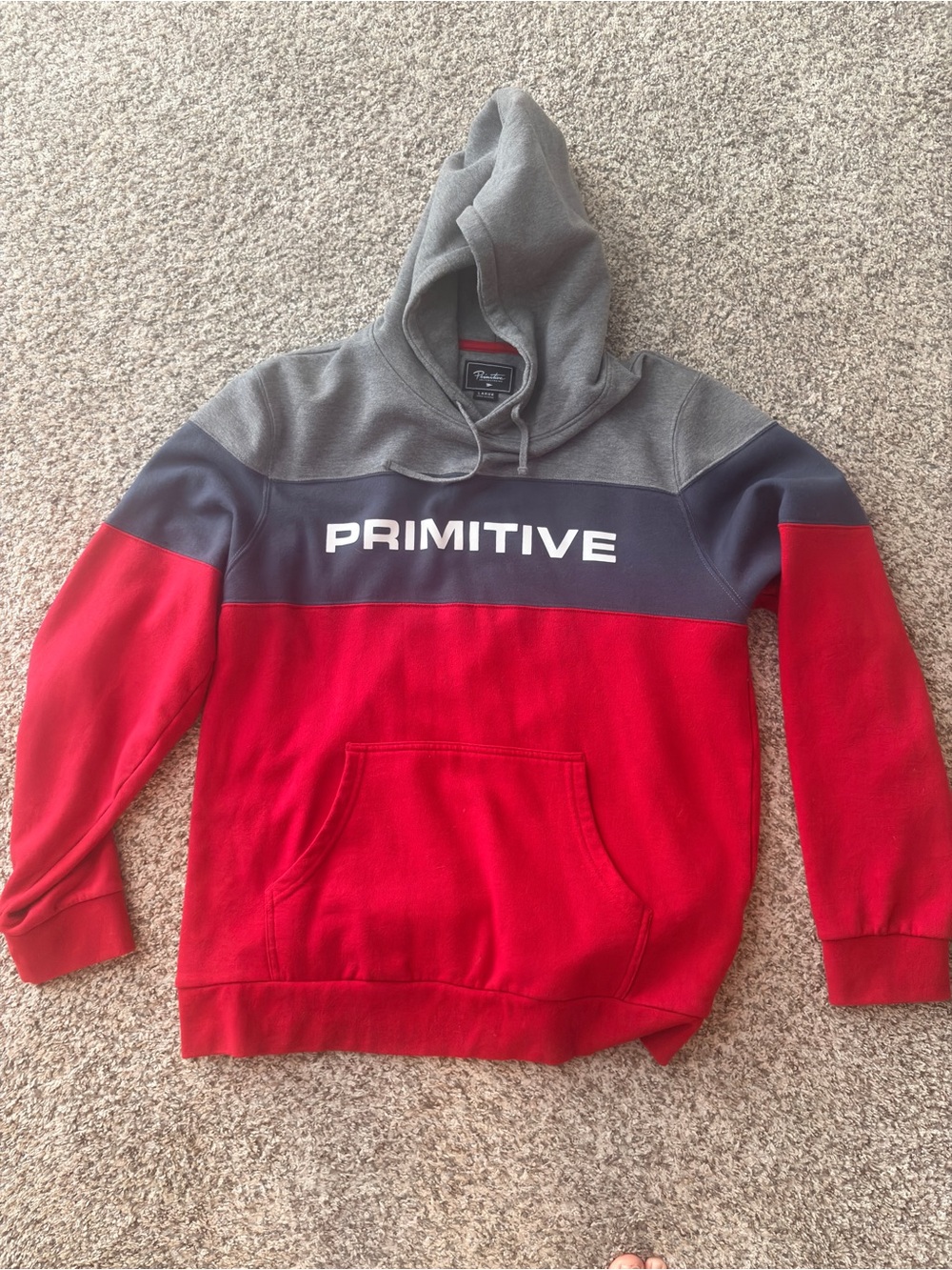 Primitive Men’s Hoodie in Red, Navy & Gray, Large